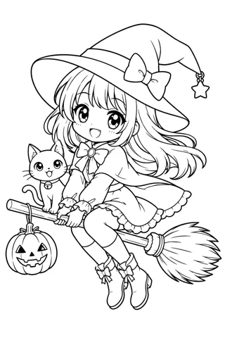 ちびキャラの魔女 — アニメ塗り絵