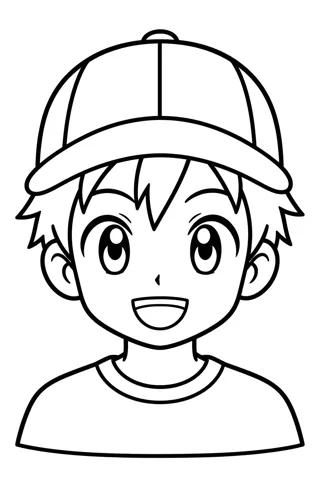 かんたん・男の子の顔 — アニメ塗り絵