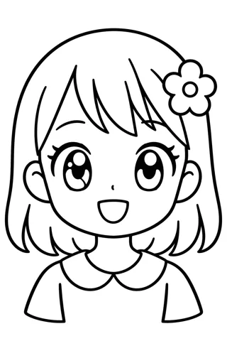かんたん・女の子の顔 — アニメ塗り絵