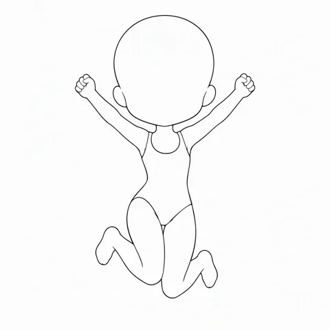 Chibi, jumping — drawing base