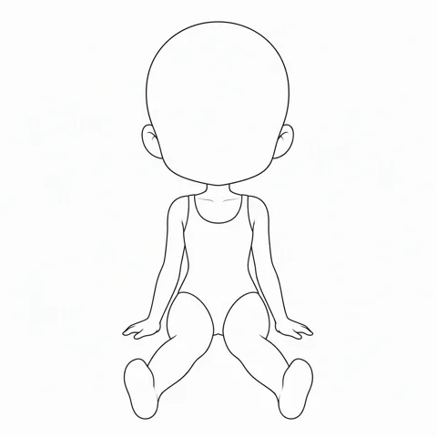 Chibi, sitting — drawing base