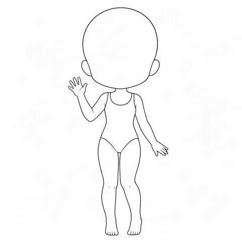 Chibi, waving — drawing base