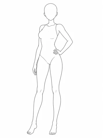 Female, hand on hip — drawing base