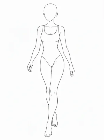 Female, walking — drawing base