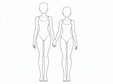 Friends holding hands — drawing base