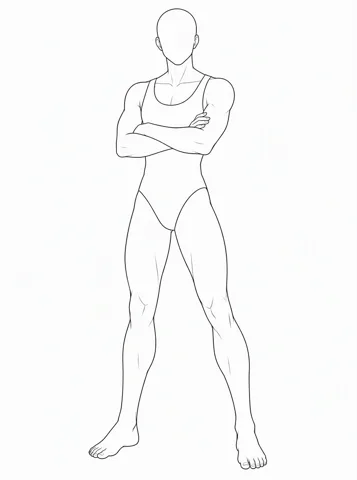 Male, arms crossed — drawing base