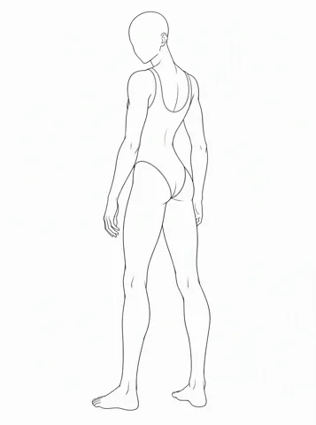 Male, looking back — drawing base