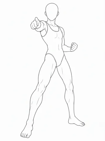 Male, pointing — drawing base
